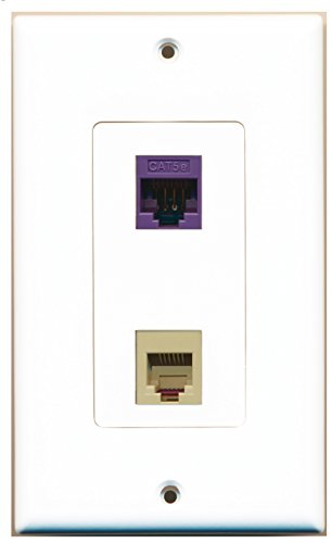 RiteAV 1 Port Phone RJ11 RJ12 Beige 1 Port Cat5e Purple Type Wall Plate OVERSIZED