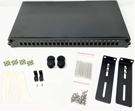 Ultra Spec Cables 19" 1U 24 Port Fiber Optic Patch Panel Drawer Type, LC-UPC DX OM3 Kit (Includes couplers and Pigtails) for Splice