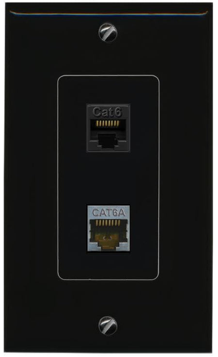 RiteAV CAT6 CAT6A Wall Plate Decorative [Black]