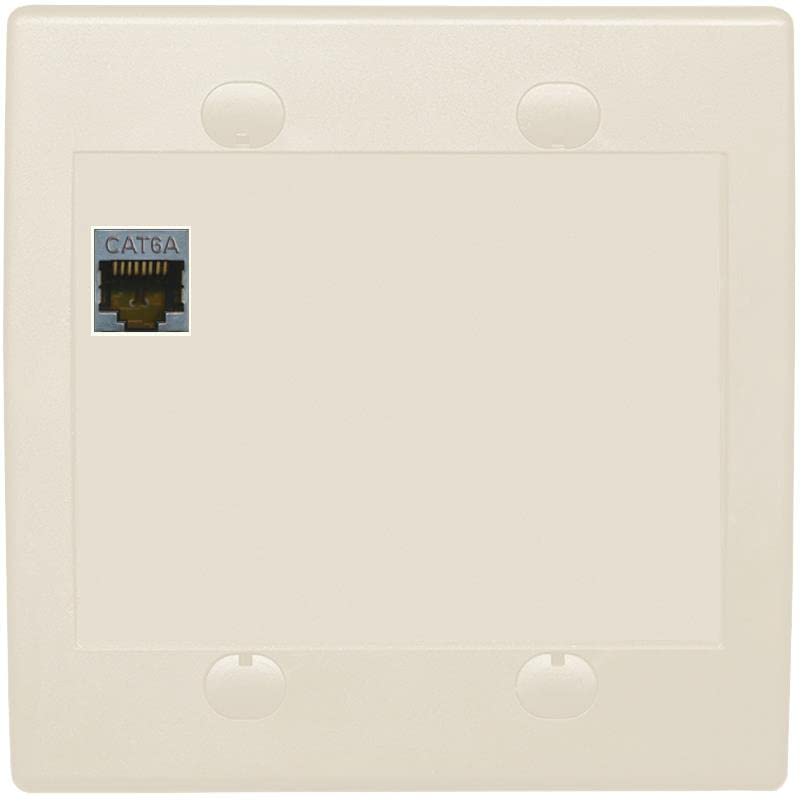 RiteAV 1 Port Cat6A Wall Plate - Flat 2 Gang [Light Almond]
