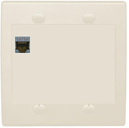 RiteAV 1 Port Cat6A Wall Plate - Flat 2 Gang [Light Almond]