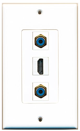 RiteAV 1 Port HDMI 2 Port RCA Blue Wall Plate OVERSIZED