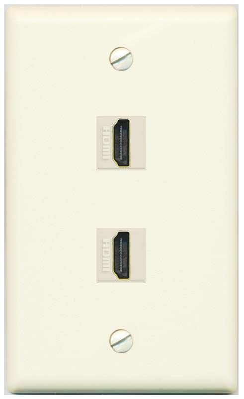 RiteAV HDMI Wall Plate 2 Port - Flat [Light-Almond]