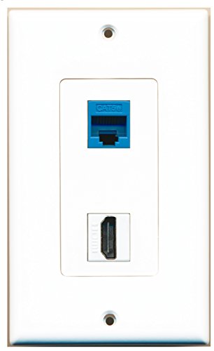 RiteAV 1 Cat5e Blue Ethernet Port and 1 HDMI Female Wall Plate OVERSIZED