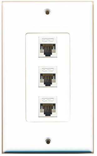 RiteAV - 3 Port Cat5e Ethernet Female-Female Single Gang White Wall Plate (de.