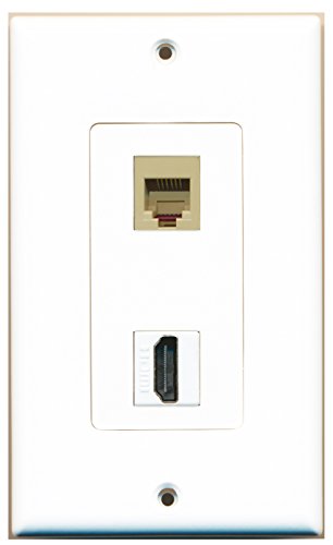 RiteAV 1 Port HDMI 1 Port Phone RJ11 RJ12 Beige Wall Plate OVERSIZED White