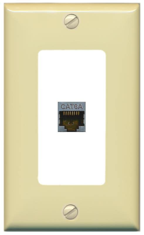 RiteAV 1 Port Cat6A Wall Plate - 1 Gang [Ivory/White]