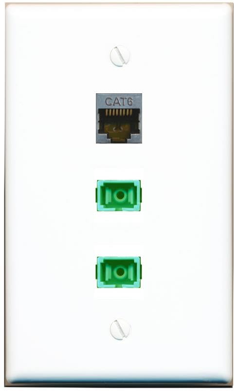 RiteAV - CAT6-SHIELDED 2 SC-APC Singlemode Simplex Wall Plate Flat White