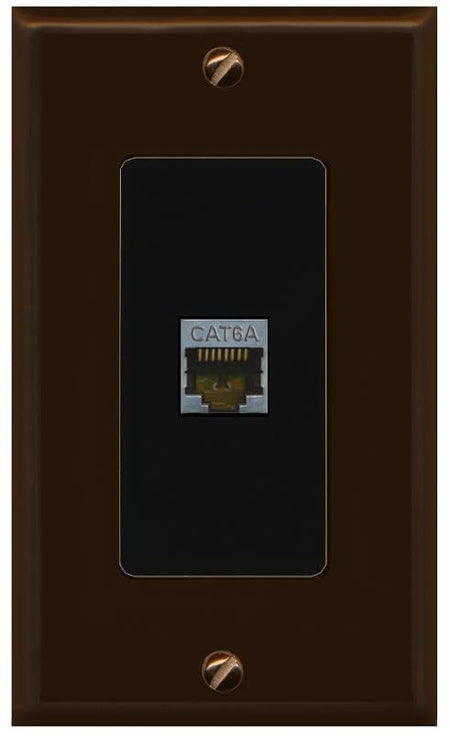 RiteAV 1 Port Cat6A Wall Plate - 1 Gang [Brown/Black]