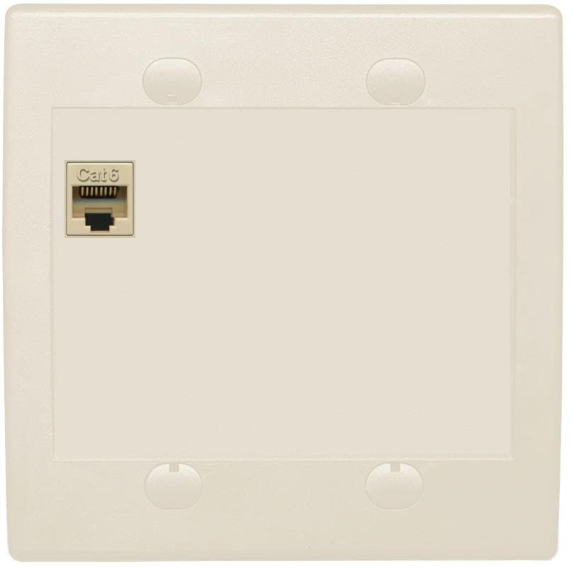 RiteAV 1 Port Cat6 Ethernet Wall Plate Female-Female - Flat 2 Gang [Light Almond]