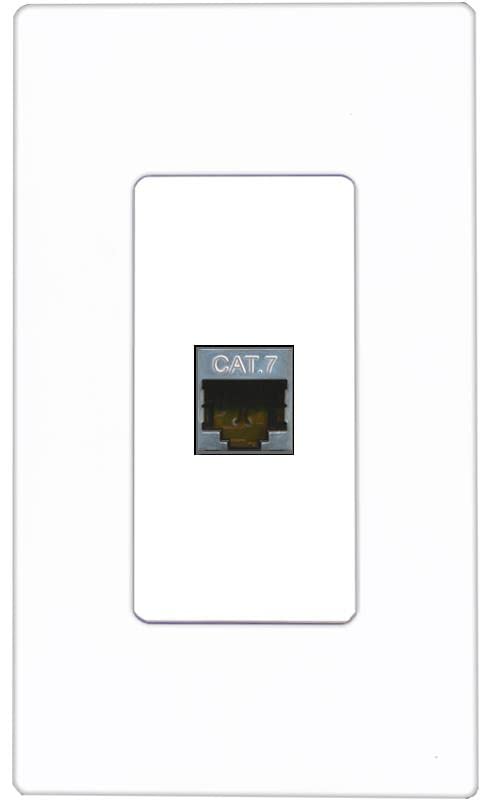 RiteAV 1 Port Cat7 Shielded Ethernet Wall Plate - 1 Gang [Screwless White]