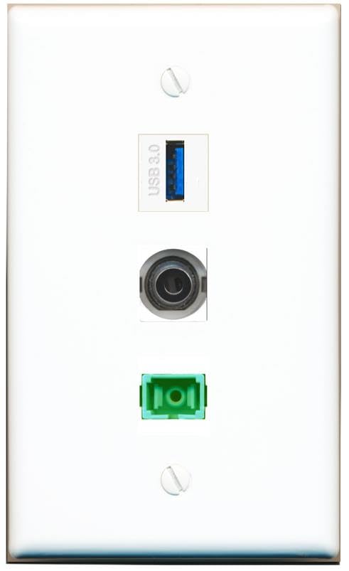 RiteAV - 3-5MM SC-APC Singlemode Simplex USB-3 Wall Plate Flat White