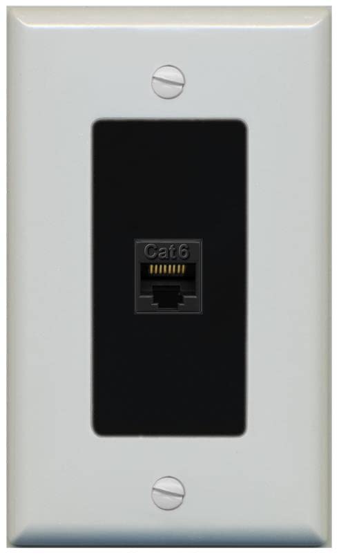 RiteAV 1 Port Cat6 Ethernet Wall Plate Female-Female - 1 Gang [Gray/Black]