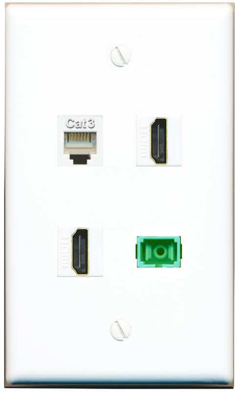 RiteAV - 2 HDMI PHONE SC-APC Singlemode Simplex Wall Plate Flat White