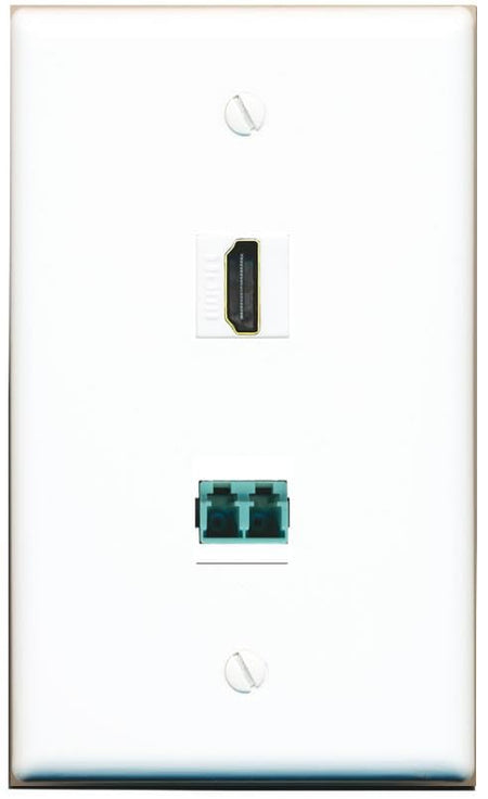 RiteAV HDMI LC 10GB Fiber Duplex Wall Plate Flat/Solid [White]