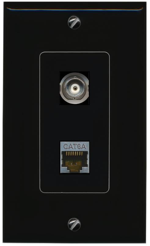 RiteAV BNC CAT6A Wall Plate Decorative [Black]
