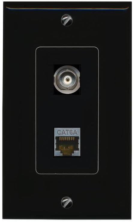 RiteAV BNC CAT6A Wall Plate Decorative [Black]