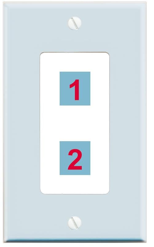 RiteAV Custom Wall Plate 2 Port - 1 Gang Decorative [Sky Blue/White]