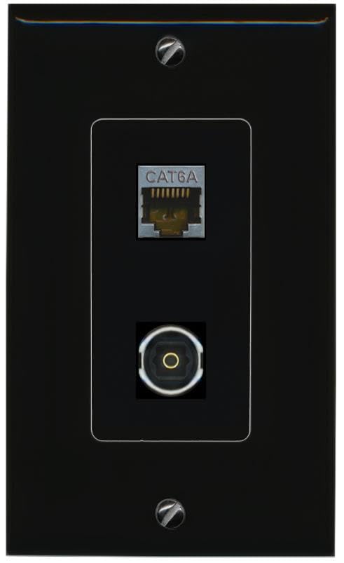RiteAV CAT6A TOSLINK Wall Plate Decorative [Black]