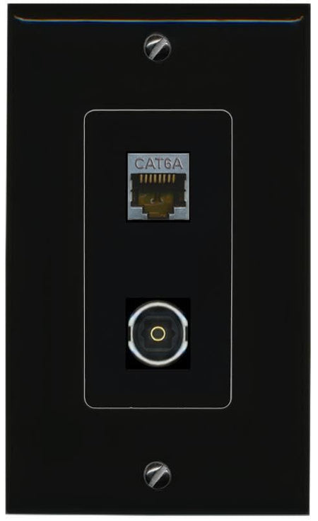 RiteAV CAT6A TOSLINK Wall Plate Decorative [Black]