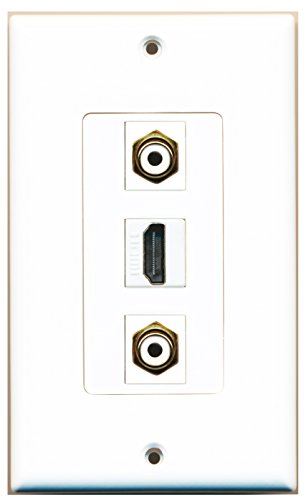 RiteAV 1 Port HDMI 2 Port RCA White Wall Plate OVERSIZED