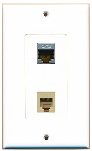 RiteAV 1 Port Phone RJ11 RJ12 Beige 1 Port Shielded Cat6 Type Wall Plate Oversized