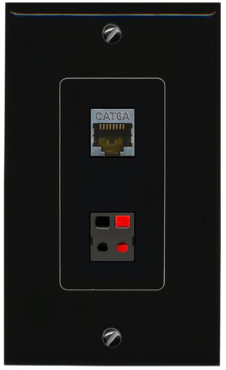 RiteAV CAT6A Speaker Wall Plate Decorative [Black]
