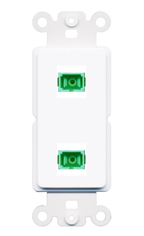 RiteAV 2 Port Fiber Optic Coupler Jack SC Simplex Singlemode APC Wall Plate-Rocker White