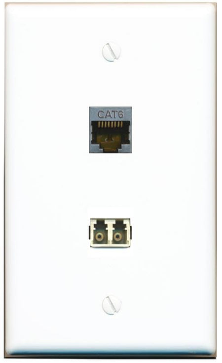 RiteAV CAT6-SHIELDED LC Multimode Fiber Duplex Wall Plate Flat/Solid [White]
