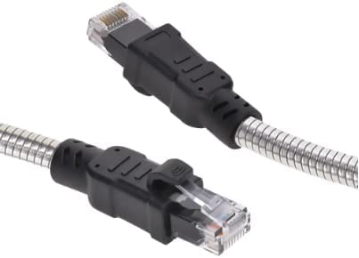 3FT Armored Cat6A Industrial Grade Patch Cable, 10G, 550MHz, UTP 24 AWG Stranded Bare Copper with Molded, Snagless Boots