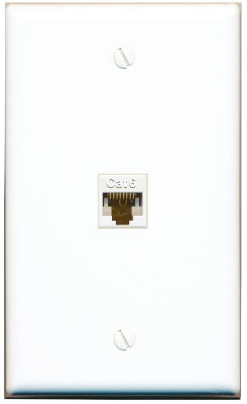 RiteAV 1 Port Cat6 Ethernet Wall Plate Female-Female - Flat [White/White]
