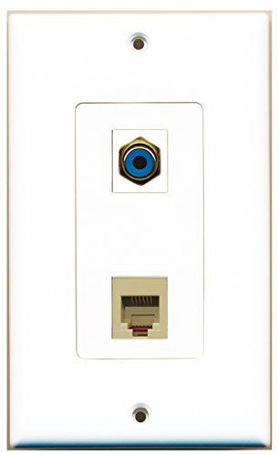 RiteAV 1 Port RCA Blue 1 Port Phone RJ11 RJ12 Beige Type Wall Plate OVERSIZED