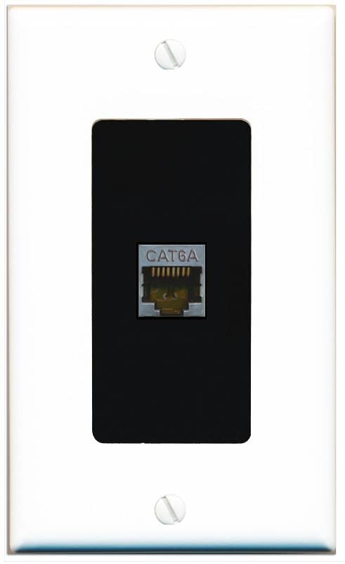 RiteAV 1 Port Cat6A Wall Plate - 1 Gang [White/Black]