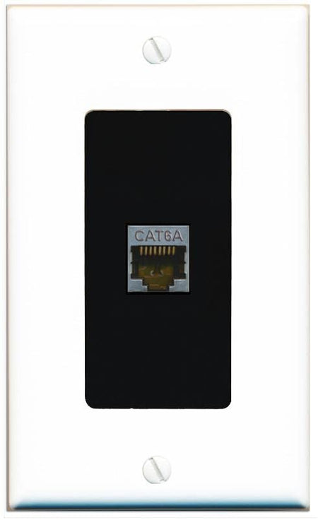 RiteAV 1 Port Cat6A Wall Plate - 1 Gang [White/Black]