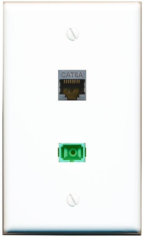 RiteAV 1 Port CAT6A SC/APC Singlemode Simplex Flat Wall Plate White