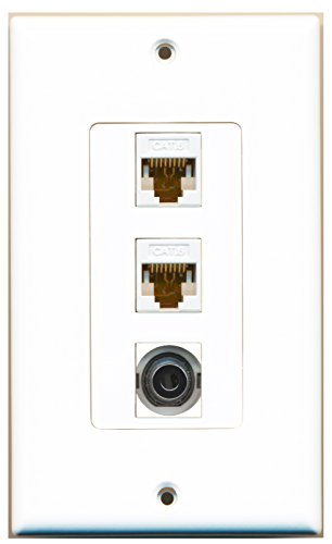 RiteAV 1 Port 3.5mm 2 Port Cat6 Ethernet White Wall Plate OVERSIZED