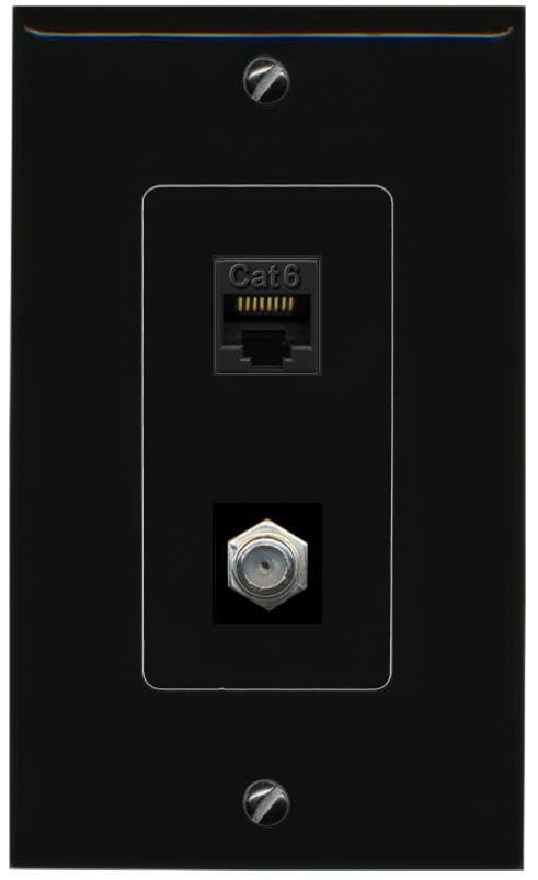 RiteAV CAT6 Coax Wall Plate Decorative [Black]