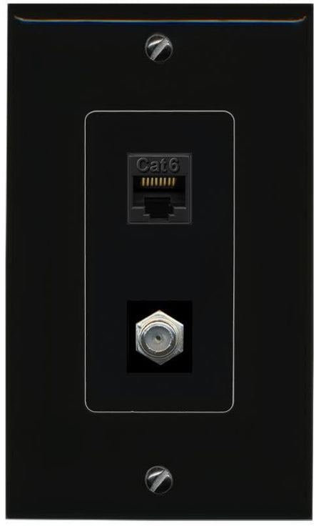 RiteAV CAT6 Coax Wall Plate Decorative [Black]