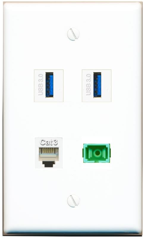 RiteAV - PHONE SC-APC Singlemode Simplex 2 USB-3 Wall Plate Flat White