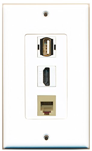 RiteAV 1 Port HDMI 1 Port USB A-A 1 Port Phone RJ11 RJ12 Beige Wall Plate OVERSIZED