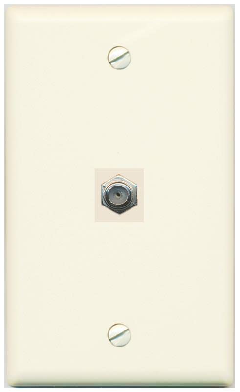 RiteAV 1 Port Coax Cable TV F-Type Wall Plate - Flat [Light-Almond]
