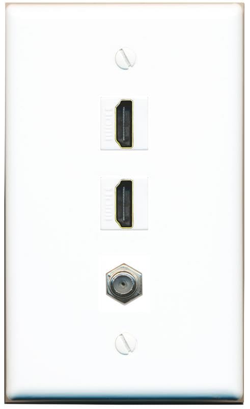 COAX 2 HDMI Wall Plate-Flat White