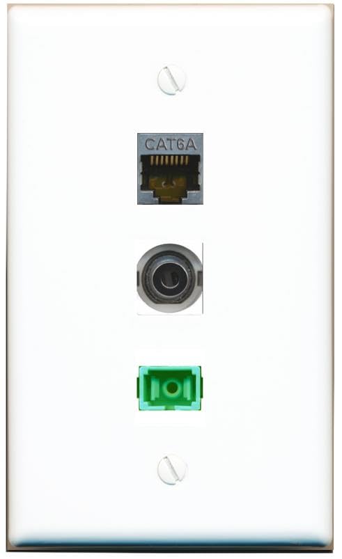 RiteAV - 3-5MM CAT6A SC-APC Singlemode Simplex Wall Plate Flat White