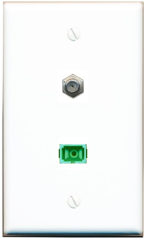 RiteAV 1 Port COAX SC/APC Singlemode Simplex Flat Wall Plate White