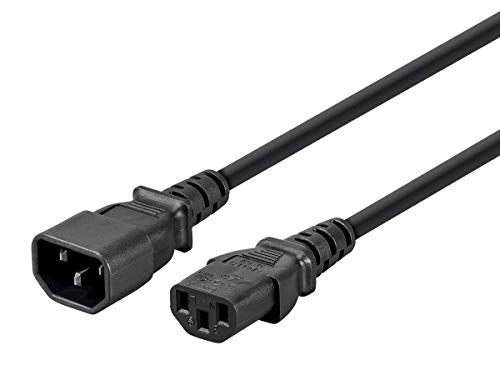 Monoprice Extension Cord - IEC 60320 C14 to IEC 60320 C13, 15 Amp, 1875 Watt, 3-Prong, 14AWG, 10 Feet, Black