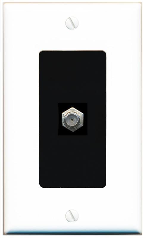 RiteAV 1 Port Coax Cable TV F-Type Wall Plate - 1 Gang [White/Black]