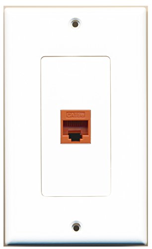 RiteAV 1 Cat5e Orange Ethernet Port Female White Wall Plate OVERSIZED