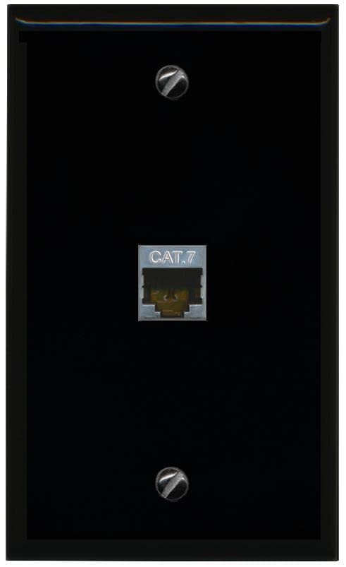 RiteAV 1 Port Cat7 Shielded Ethernet Wall Plate - Flat [Black/Black]