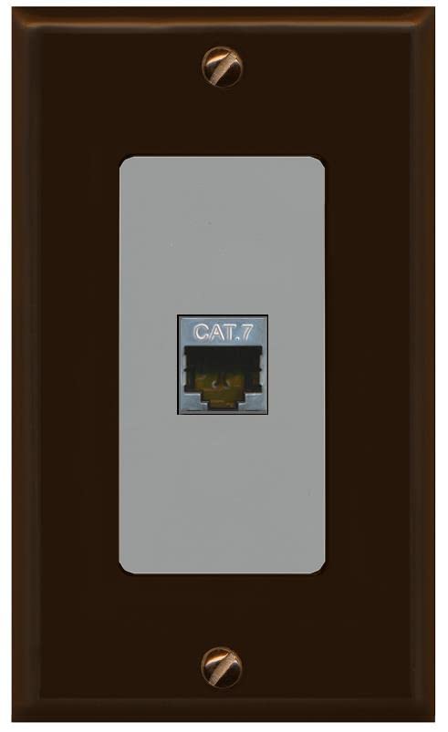 RiteAV 1 Port Cat7 Shielded Ethernet Wall Plate - 1 Gang [Brown/Gray]