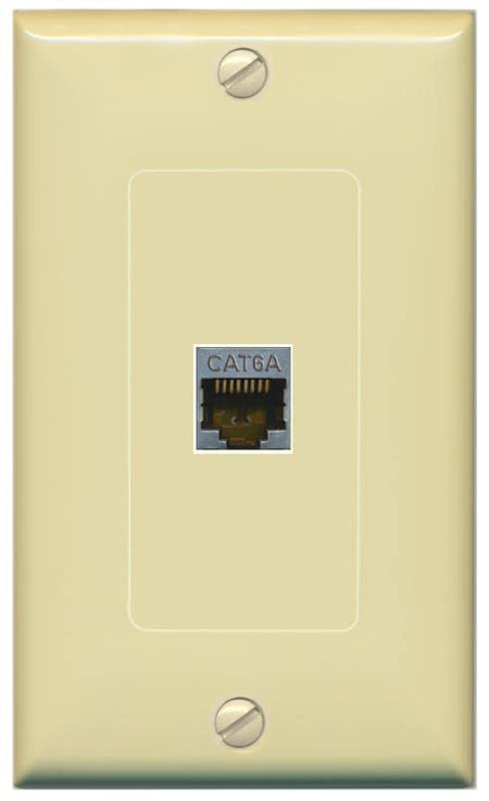 RiteAV 1 Port Cat6A Wall Plate - 1 Gang [Ivory/Ivory]